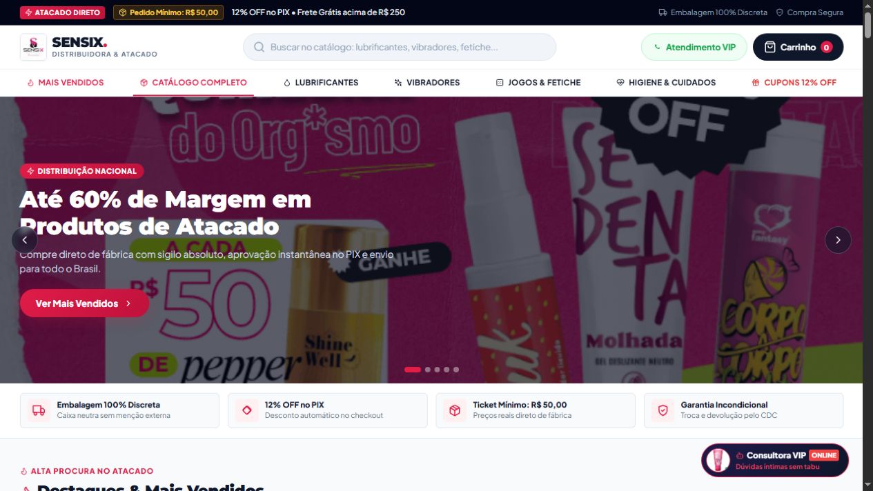 Tela do case Sensix Atacadao